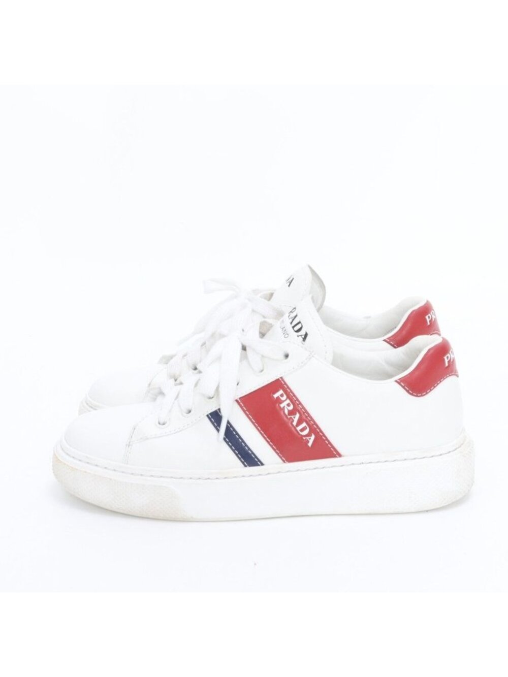 Prada Leather Low Cut Sneakers Lace Up Shoes Flat - Picture 3 of 8